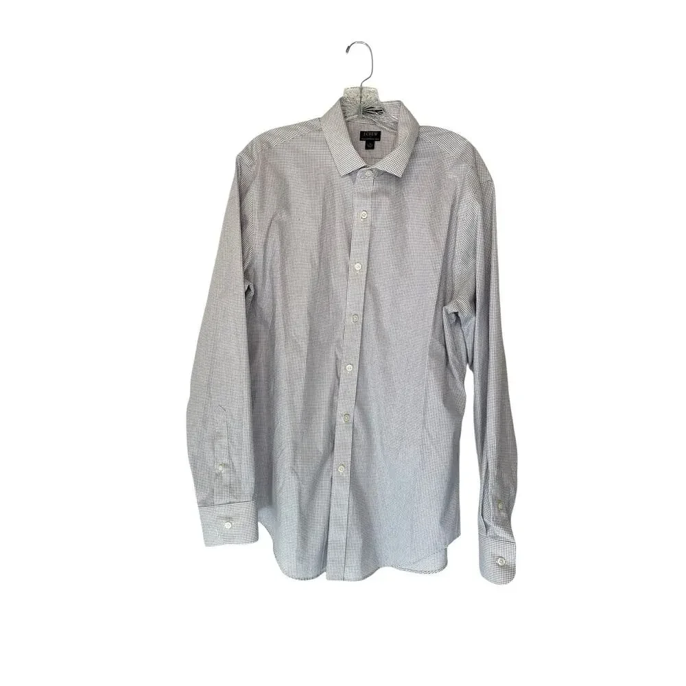 J.Crew‎ Men's Blue Plaid Slim Fit Flex Wrinkle Free Button Down Shirt Size Large